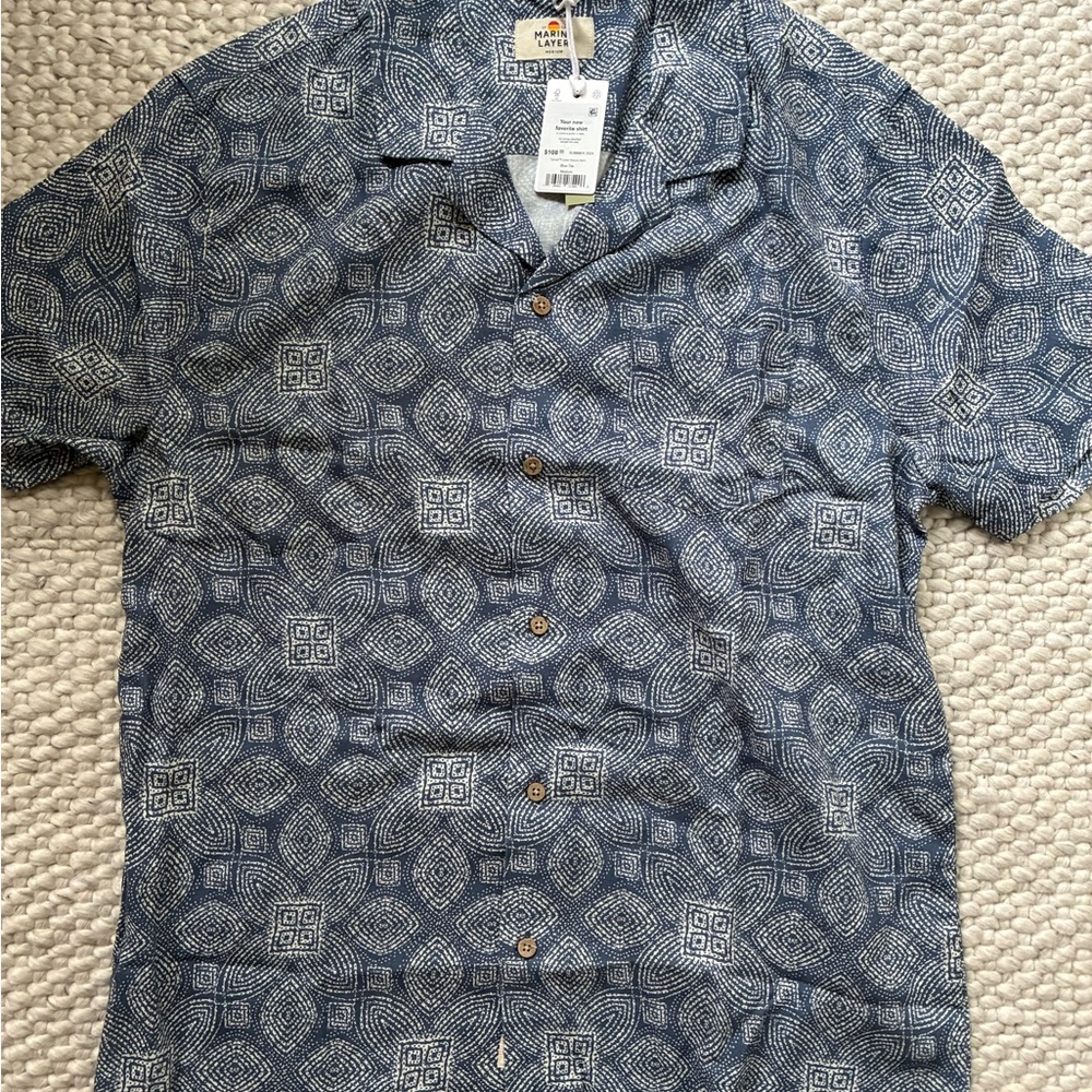 Marine Layer linen tencel resort Button Down Shirt